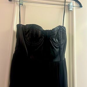 Alice and Olivia Leather bustier long cocktail dress never worn nwt black size 0